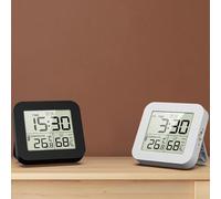 Opatiny Reloj termómetro digital de humedad con temporizador de cuenta regresiva de 99 horas, pantalla LCD, retroiluminación y alarma para ducha, cocina, color negro