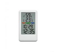 Opatiny Termómetro higrómetro digital con reloj despertador, monitor de humedad de temperatura interior, para pantalla LCD grande, oficina en casa, pared o escritorio (blanco)