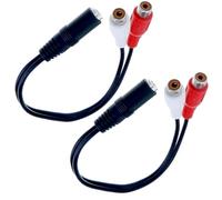 OPAX51 2x Cable Divisor de Audio Estéreo, 3,5 mm Hembra a 2 RCA Hembra, 25 cm, Compatible con Amplificador, Altavoces, TV, Negro PACK de 2 UNIDADES 51CH090