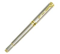 OPAX51 Bolígrafo Retro 70 con cuerpo de acero inoxidable con detalle de clip de solapa y detalles dorados | Punta mediana Tinta negra de Gel (0,7 mm) Retro Años 50 y 60 51CH070