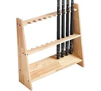 Opbergsysteem voor poolballen - Soporte de cola de billar independiente de madera con 10 agujeros, soporte de suelo para clubes de juegos y soportes de almacenamiento para jugadores de billar(Log