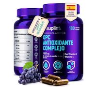 OPC Cápsulas Alta Potencia - 1000 mg, 95% OPC - 180 Cápsulas Veganas | Extracto de Semilla de Uva con Vitaminas C y E - Antioxidante - 2 Cápsulas al Día, 90 Días - Analizado en Laboratorio y GMP