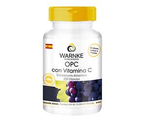 OPC con Vitamina C - 60mg de OPC de 200mg de extracto de piel de uva - Vegano - 250 cápsulas | Warnke Vitalstoffe - Calidad de farmacia alemana