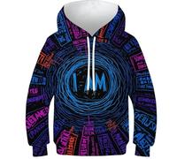 OPCALIS 3D Impresión Niños Y Niñas Letras I Am Hoodie Letras Totalmente Impresas Sweatshirt Manga Larga Novelty Mit Pockets 13-15Y