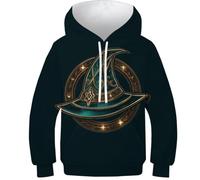 OPCALIS 3D Impresión Niños Y Niñas Magic Hat Hoodie Sweatshirt Manga Larga Novelty Mit Pockets 13-15Y