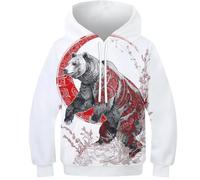 OPCALIS 3D Printed Kids Oso Polar Hoodie Ártico Sudadera con Capucha Pullover Long Sleeve Casual 10-12Y