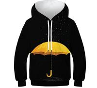 OPCALIS 3D Printed Kids Paraguas Hoodie Lluvia Sudadera con Capucha Pullover Long Sleeve Casual 12-14Y