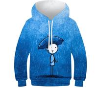 OPCALIS 3D Printed Kids Paraguas Hoodie Lluvia Sudadera con Capucha Pullover Long Sleeve Casual 8-10Y