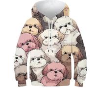 OPCALIS 3D Printed Kids Perro Hoodie Cachorro Sudadera con Capucha Pullover Long Sleeve Casual 10-12Y
