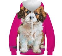 OPCALIS 3D Printed Kids Perro Hoodie Cachorro Sudadera con Capucha Pullover Long Sleeve Casual 8-10Y