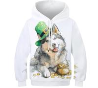 OPCALIS 3D Printed Kids Perro Hoodie Cachorro Sudadera con Capucha Pullover Long Sleeve Casual 9-11Y
