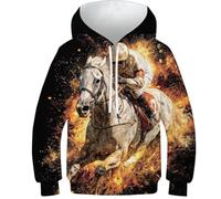 OPCALIS Hoodie Caballo Niños Y Niñas Sudadera con Capucha Poni 3D Impresión Pullover Long Sleeve Novelty 11-13Y