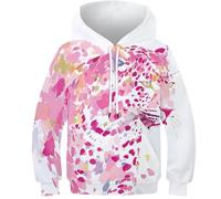 OPCALIS Hoodie Guepardo Kids Sudadera con Capucha Leopardo 3D Printed Pullover Manga Larga Casual Mit Pockets 11-13Y