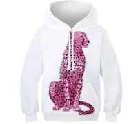 OPCALIS Hoodie Guepardo Kids Sudadera con Capucha Leopardo 3D Printed Pullover Manga Larga Casual Mit Pockets 9-11Y