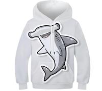 OPCALIS Hoodie Tiburón Kids Sudadera con Capucha Depredador 3D Printed Pullover Manga Larga Casual Mit Pockets 11-13Y