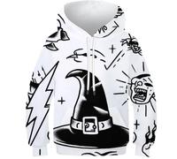 OPCALIS Niños Hoodie Magic Hat Sudadera con Capucha 3D Impresión PulAmorr Manga Larga Novelty 9-11Y