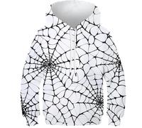 OPCALIS Niños Niñas Hoodie Telaraña 3D Printed Pullover Manga Larga Sudadera Seda con Bolsillo Niños Teen Casual Novelty 10-12Y