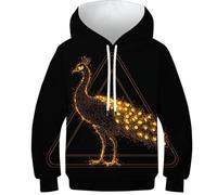 OPCALIS Niños Teen Niña Niño Hoodie Pavo Real 3D Printed Pullover Sudadera Pavo Real con Bolsillo Athletic Casual 10-12Y