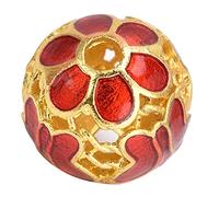 Opción 1: bolas huecas chapadas en oro Cloisonne, proceso de goteo de aceite hecho a mano de cobre puro, accesorios de bricolaje de pulsera de cadena de cuentas, aproximadamente (Roja)
