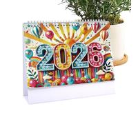 Opdestn Calendario Mensual de Escritorio - Calendario de Pie con Pintura de Arte de Gemas - Planificador De 12 Meses Desde Enero 2026 Hasta Diciembre Para Reuniones Equipo Y Metas Personales Hogar y