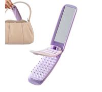Opdestn Cepillo Plegable Para El Cabello,Con Espejo Plegable Masaje Portátil,Peine Compacto de Bolso Cepillo para el Pelo | para Mujeres y Niñas Viajes Uso Diario Bolso Gimnasio Negocios Trabajo