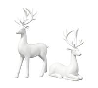 Opdestn Figuras de Reno - 2 Piezas Decoración Escultura de Navideño - Ornamento de Mesa con Alce,para Invierno Interior Fiesta Escritorio Estantería Repisa Comedor Sala Dormitorio