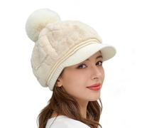 Opdestn Gorros de Lana para Mujer | Gorro de Invierno Abrigado con Pompon - Gorros de Esquí y Nieve con Visera,para Mujer y Niña en Paseo Diario Viaje Mañanero Esquí Vacaciones Exteriores