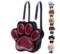Opdestn Linda Mochila - Mochila Escolar con Patitas de Gato, de Peluche con Compartimento para Muñecas, Bolso Multiusos para Mujeres y Estudiantes