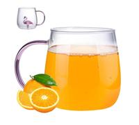 Opdestn Lindos vasos para beber | Vasos transparentes de vidrio de borosilicato de 380 ml | Linda taza para beber para viajes, vida diaria, tazas portátiles de dibujos animados para lugar de trabajo