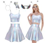 OPEIXSAYKOC Conjunto de Disfraz de Alien,Traje de Alien,Accesorios para Carnaval,Disfraz de Mujer,Disfraz de Mujer,Disfraz de adulto (M)