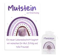 OPEIXSAYKOC Mutstein para niños escolarización, regalo de escolarización 2026, piedras de la suerte con tarjeta de felicitación y bolsa de organza, amuleto de la suerte para niños, relleno de bolsa