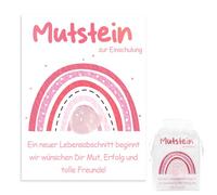 OPEIXSAYKOC Mutstein para niños escolarización, regalo de escolarización 2026, piedras de la suerte con tarjeta de felicitación y bolsa de organza, amuleto de la suerte para niños, bolsa escolar