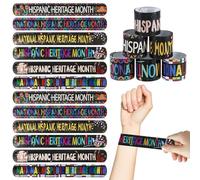 OPELETNNT 90 piezas de decoraciones del mes de la herencia hispana, pulseras de bofetadas, recuerdos de fiesta, decoraciones de aula latinoamericana, español, recompensas, premios, suministros