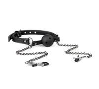 Open Ball Gag with Nipple Clamps