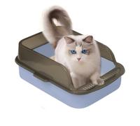 Open Cat Litter Box, High-Sided Leak Proof Cat Pan, Hygienic Odor Control, Easy to Clean Kitten Toilet, Gray, Green, Blue, Indoor Pet, 11.02x5.71 Inches