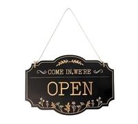 Open Close Sign - 11.81 Inch Double Sided Plaquè | Wood Storefront Indicator - Hand Painted Vintage Door Hanging Blends Style with Functionality, Ideal for Shops Offices and Cafes