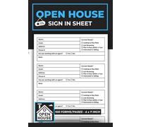 Open House Sign In Sheet: Up To 400 Forms | Realtor Broker & Agent Visitor Guest Book | Property Showing & Real Estate Visitor Sign In Book