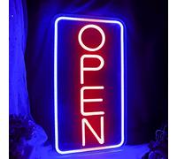 OPEN Letreros de neón, de neón LED, letras LED decorativas alimentadas por USB para tienda, habitación, club, garaje, decoración, dormitorio de niños, decoración de regalo, bar, fiesta (rojo azul)