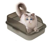 Open Litter Box, Leak-Proof Open Pan, Hygienic Odor Control, Easy to Clean Kitten Toilet, High-Sided Litters Tray for Indoor Pets, 15.35x11.02x5.71 Inches