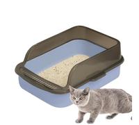 Open Litter Box - Odor Control Hygienic Leak-Proof Cat Pan, Easy to Clean Kitten Toilet, High Sided Pet Lavatory, Semi Enclosed Sand Basin, Low Entry Animal Cómoda | Waste Tray for Home Indoor U