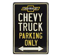 Open Road Brands Chevrolet - Letrero de metal con texto en inglés "Chevy Truck Parking Only", color negro y amarillo, letrero vintage para garaje o cueva de hombre