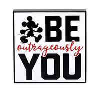 Open Road Brands Disney Mickey Mouse Be Outrageously You - Decoración de bloques de madera, divertida decoración de Mickey para el hogar u oficina