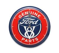 Open Road Brands Ford V8 - Reloj de Pared Redondo de Metal en Relieve - Reloj Vintage Ford para Garaje, Tienda o Cueva de Hombre