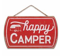 Open Road Brands Happy Camper Hanging Wood Wall Decor - Fun Vintage Sign for RV Camper or Garage