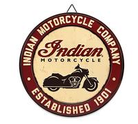 Open Road Brands Indian Motorcycle Company Established 1901 - Letrero redondo de metal, tamaño grande de 24 pulgadas para garaje, tienda o cueva de hombre