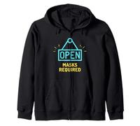 Open Sign Face Masks Are Required Social Distance Hygiene Sudadera con Capucha