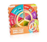 Open The Joy Steer Your Emotions Wheel - Juguete de dirección de regulación emocional de madera para niños | Herramienta SEL para niños pequeños y preescolares | Enseña sentimientos y autorregulación