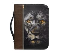 OPENARTUP Funda para Biblia de piel sintética con diseño de león de Judá para hombres, bolsa de la Biblia con bolsillo con asa, bolsas de mano con suministros de estudio, deja que tu fe sea más grande