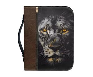 OPENARTUP Funda para Biblia de piel sintética con diseño de león de Judá para hombres, bolsa de la Biblia con bolsillo con asa, bolsas de mano con suministros de estudio, deja que tu fe sea más grande