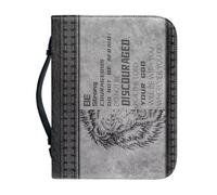 OPENARTUP Lion of Judah - Bolsa para la Biblia para hombre, funda gris para la Biblia con asa y bolsillo, funda para la Biblia de piel sintética con suministros de estudio, Be Strong and Courageous